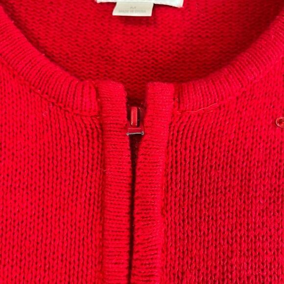 Christopher & Banks Dancing Reindeer Zip Front Cardigan Sweater Christmas Medium - Picture 7 of 8